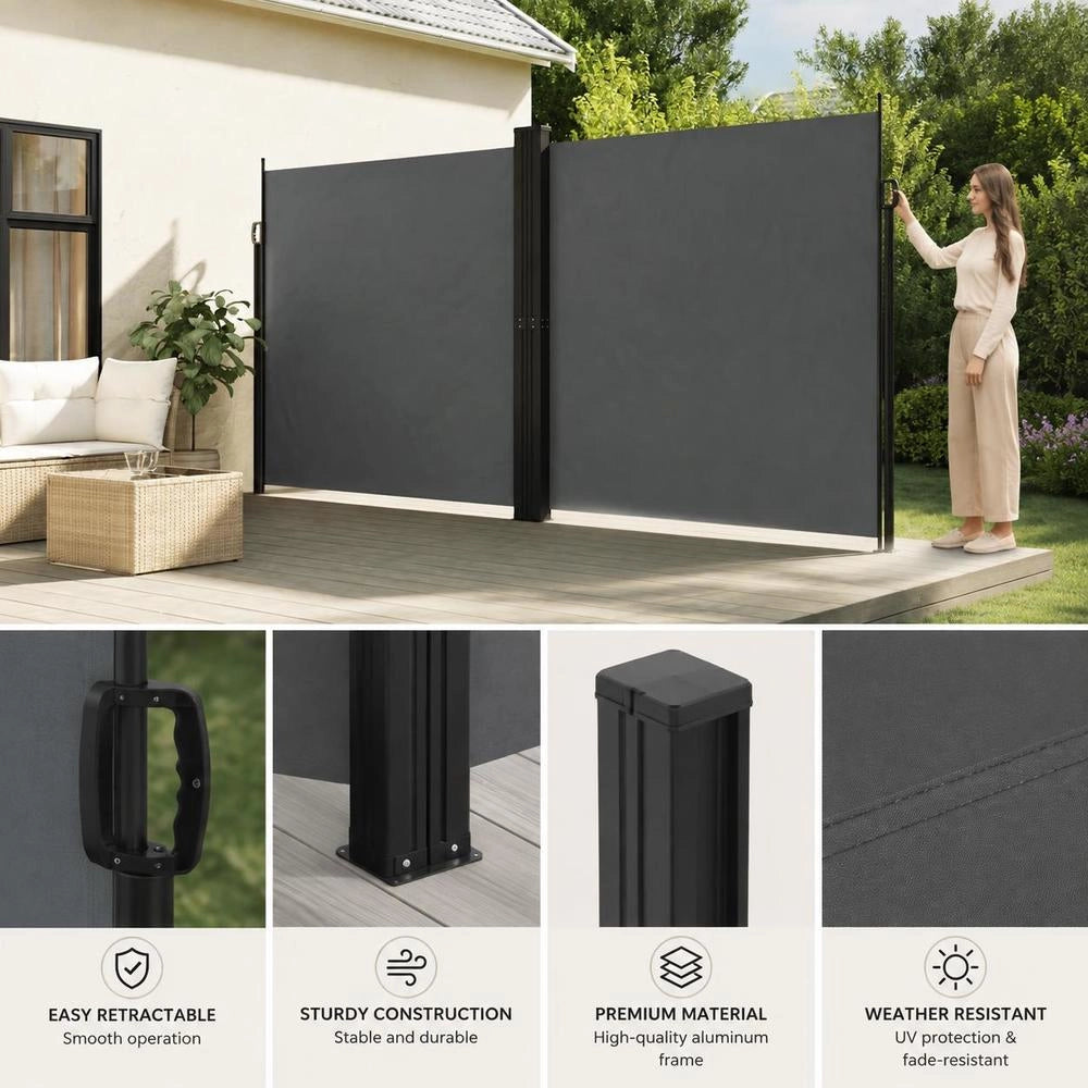 Extendable Side Awning, Anthracite, 200x600 Cm