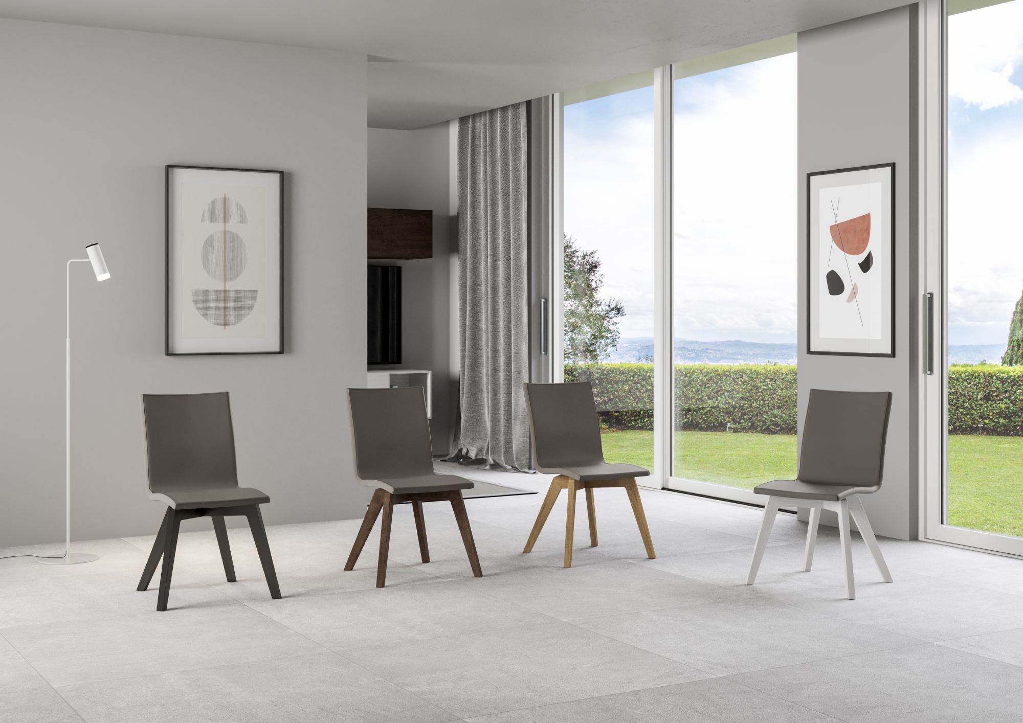 Sedia 52x52x87 cm Trudy gambe Antracite in Similpelle Tortora