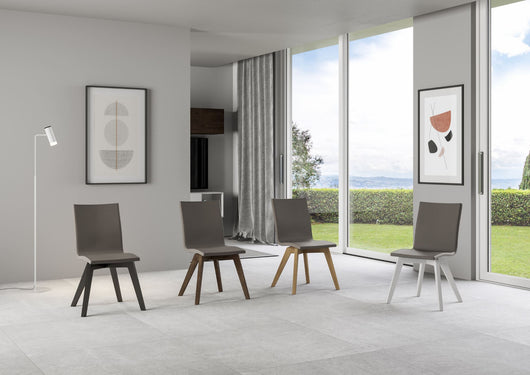 Sedia 52x52x87 cm Trudy gambe Antracite in Similpelle Tortora