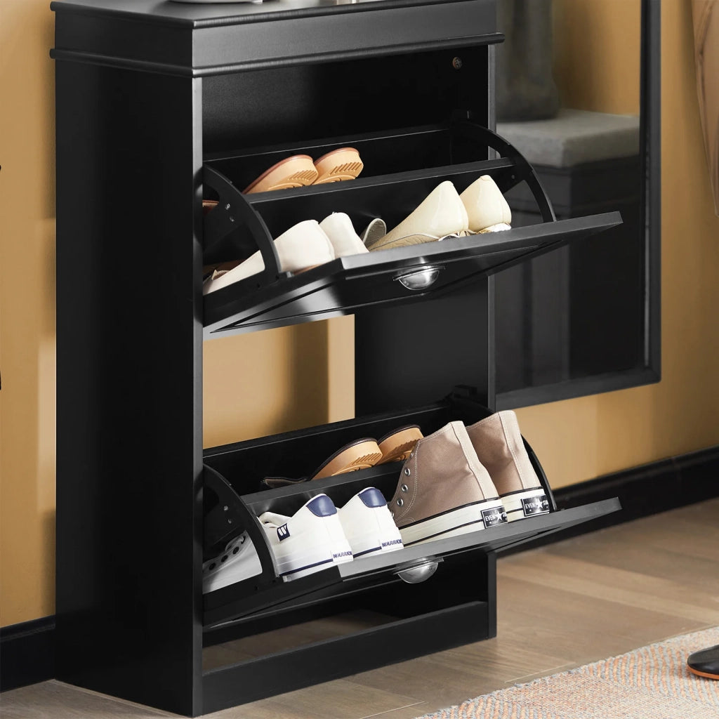 Scarpiera Salvaspazio Slim Portascarpe Salvaspazio Regolabili 54x24x83cm Nero FSR78-SCH