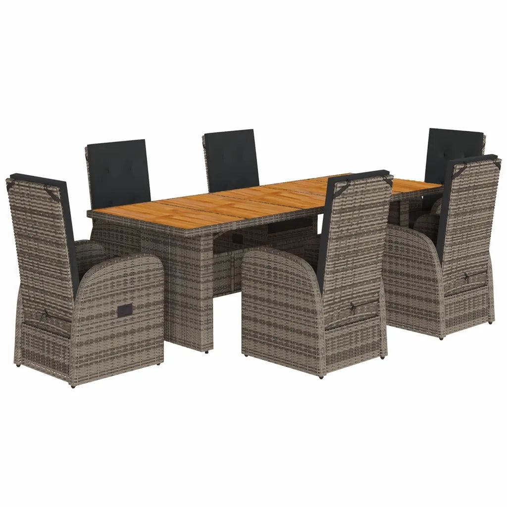 Set da Pranzo da Giardino 7 pz con Cuscini in Polyrattan Grigio 3277591