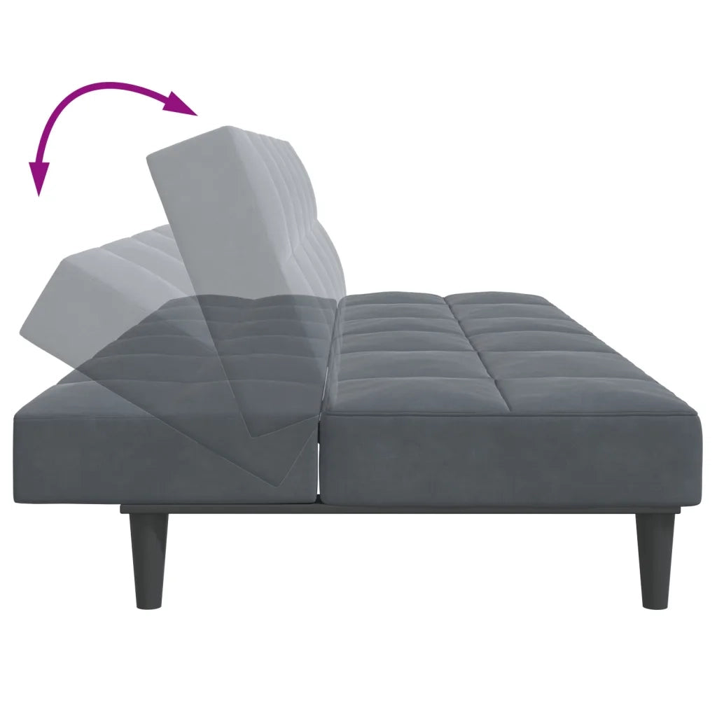 Divano Letto 2 Posti con Poggiapiedi-Sofa Letto 2 Posti-Daybed Grigio Scuro in Velluto 655731