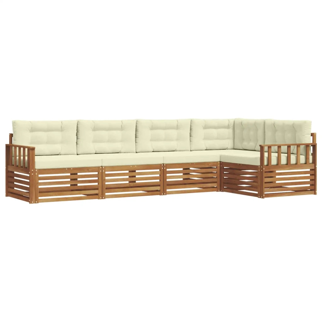 Set di divani da esterno con cuscino 5 pcs Naturale e Crema