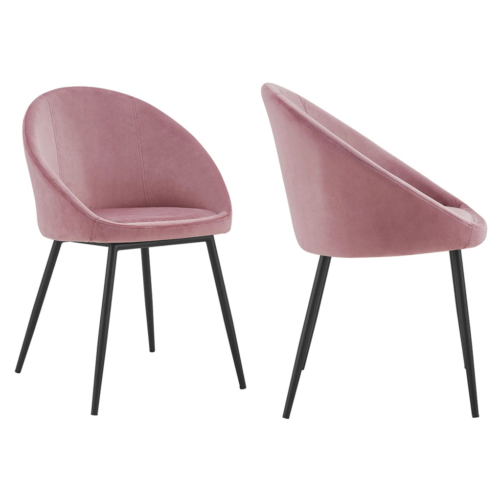 Set di 2 sedie vintage DIANE in velluto rosa