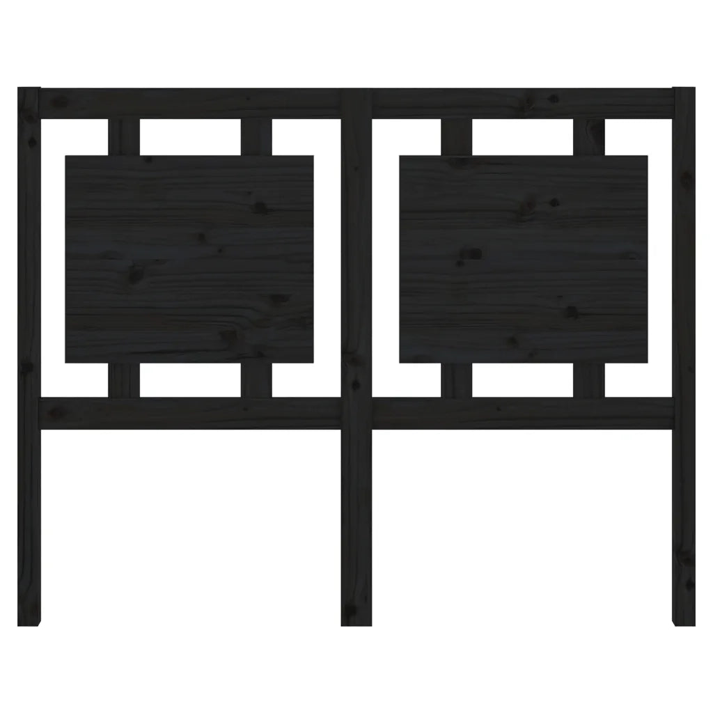 Testiera per Letto Nera 125,5x4x100cm in Legno Massello di Pino 817934