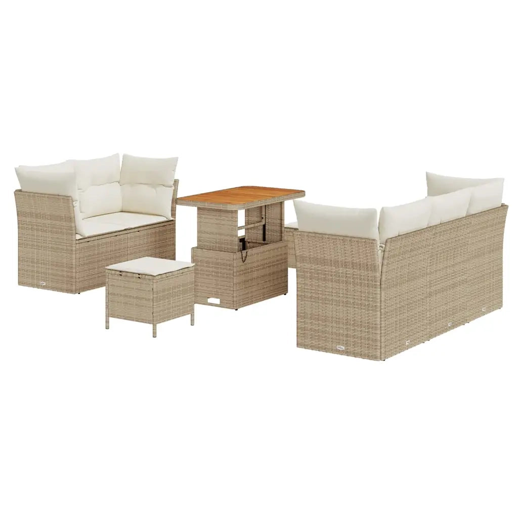Set Divano da Giardino con cuscino 8 pcs Beige polyrattan