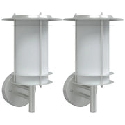 Set di 2 applique da esterno resistenti alle intemperie 19 x 19 x 31 cm acciaio inox argento 02_0056597