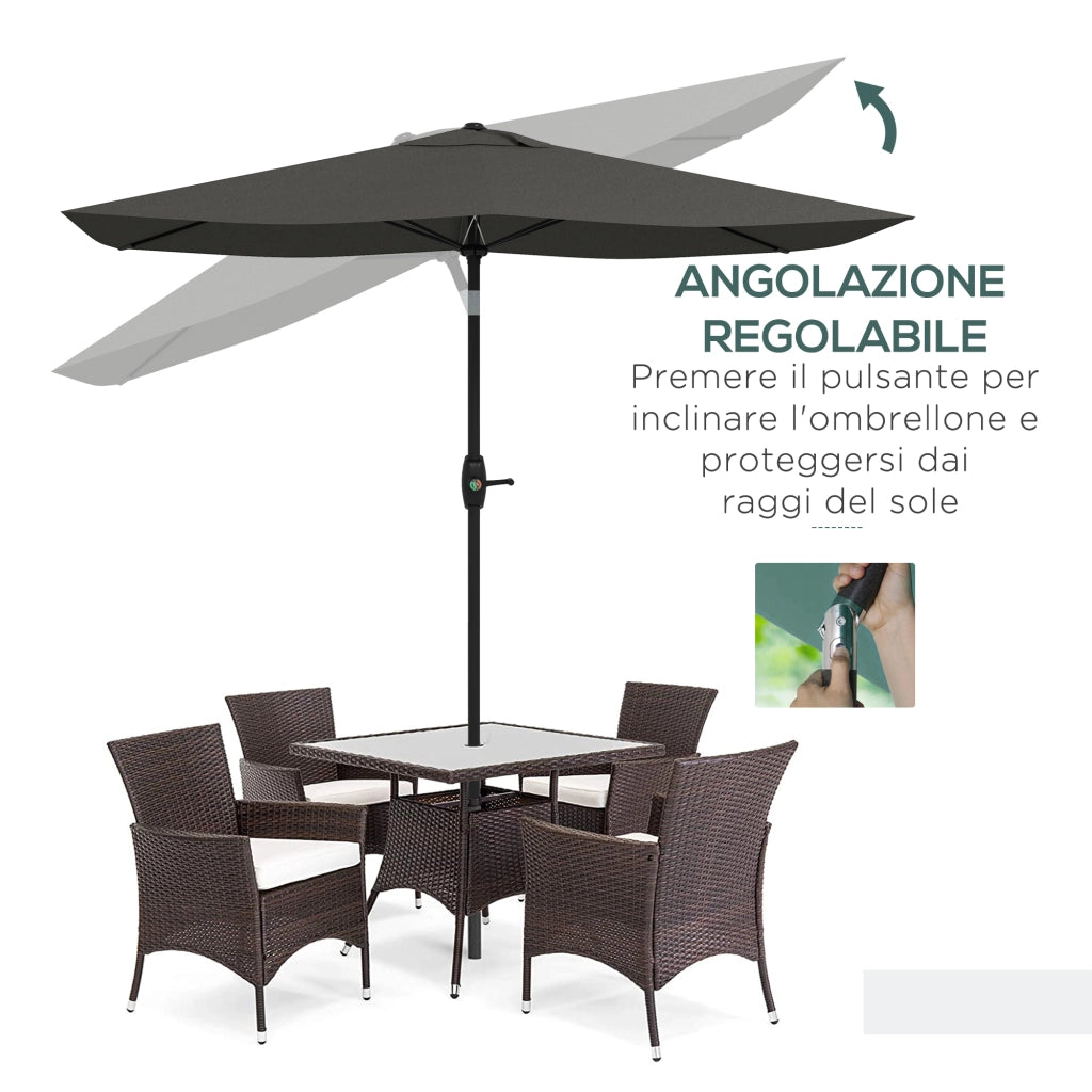 Ombrellone da Giardino Rettangolare Inclinabile ¨C Zephmum ¨C Grigio 2x3 m