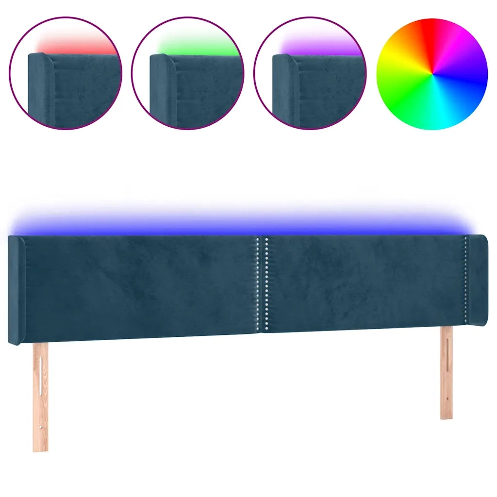 Testiera a LED-Testata con LED Blu Scuro 203x16x78/88 cm in Velluto 737002