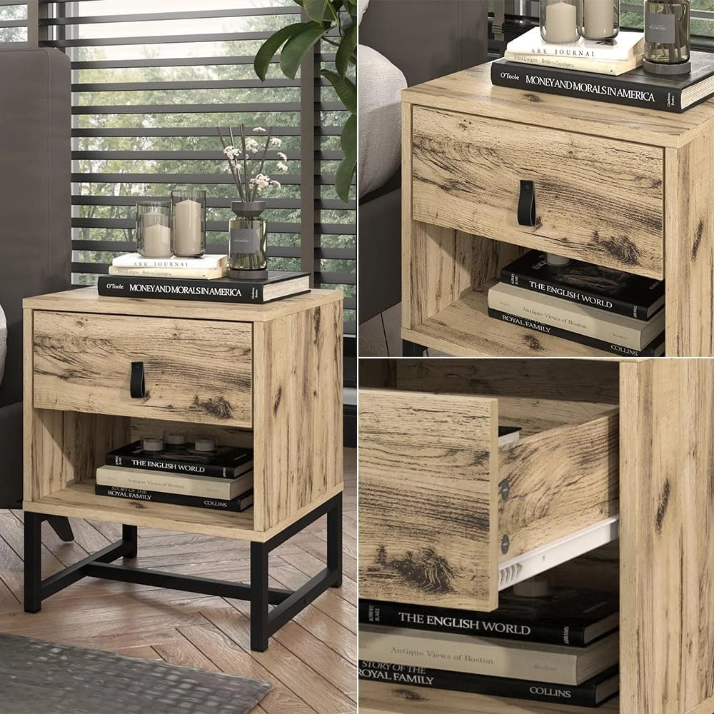 Comodino Ezra, Rovere, 39 x 47 cm Set di 2