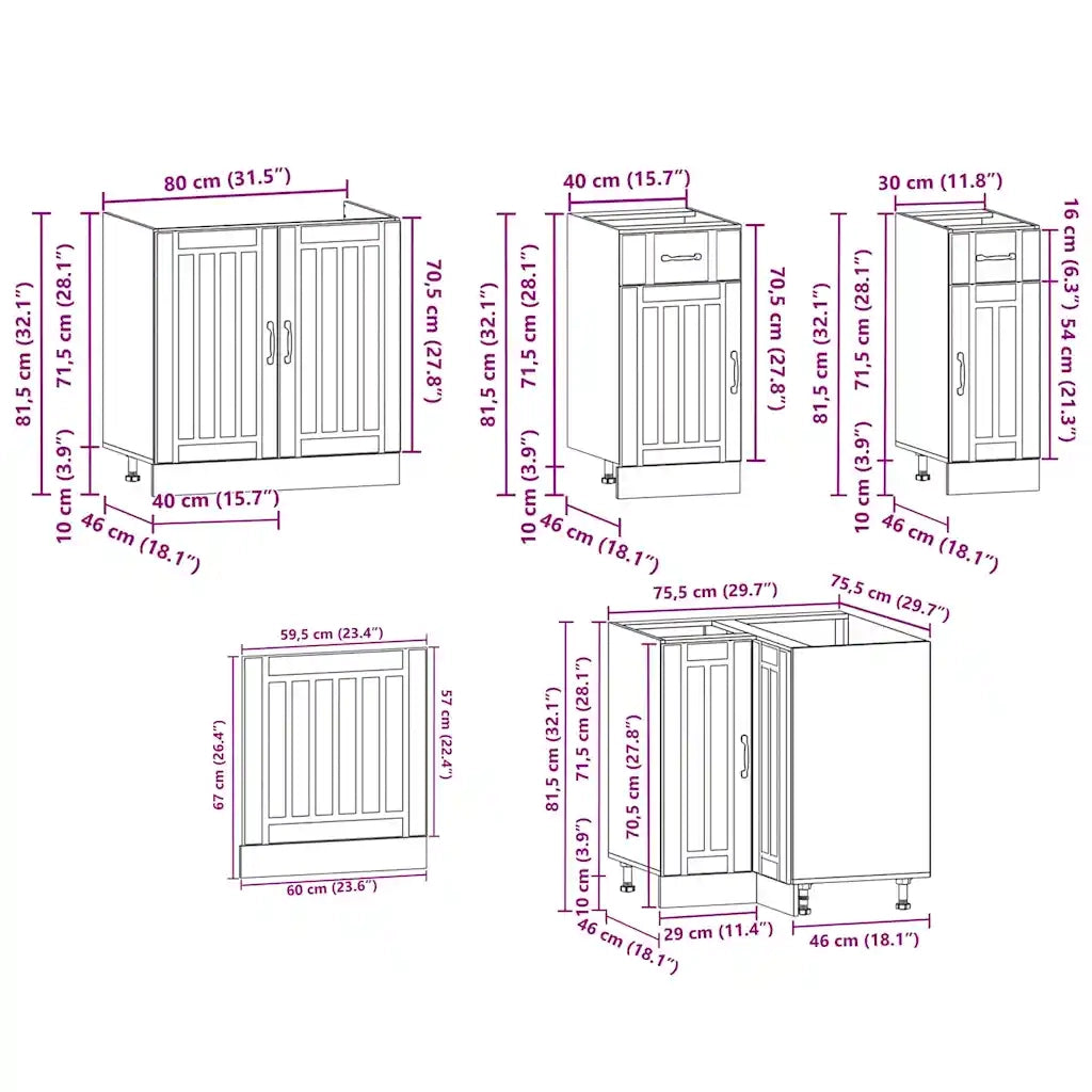 Set Mobili da Cucina 11 pz Lucca Rovere Sonoma in Truciolato
