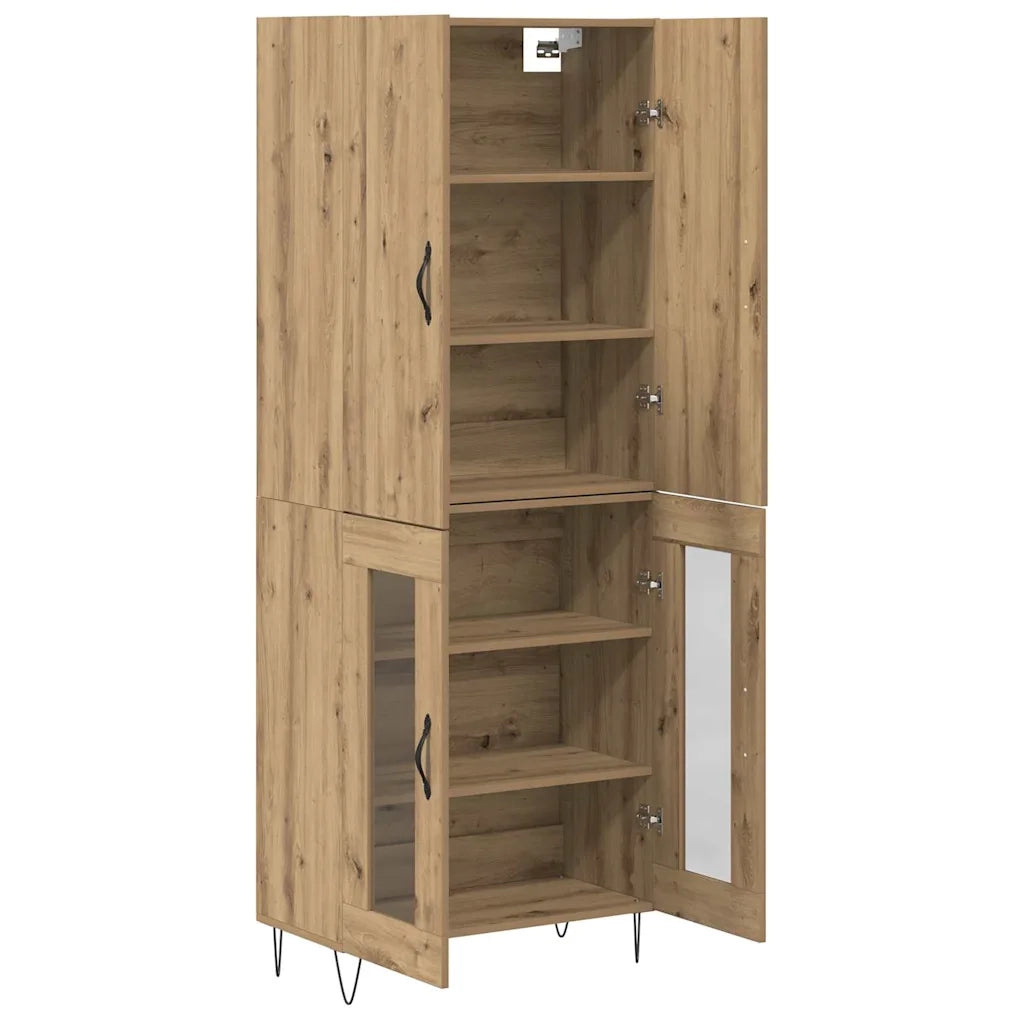 Credenza 2 pcs Rovere artigianale Legno ingegnerizzato e vetro 3403166