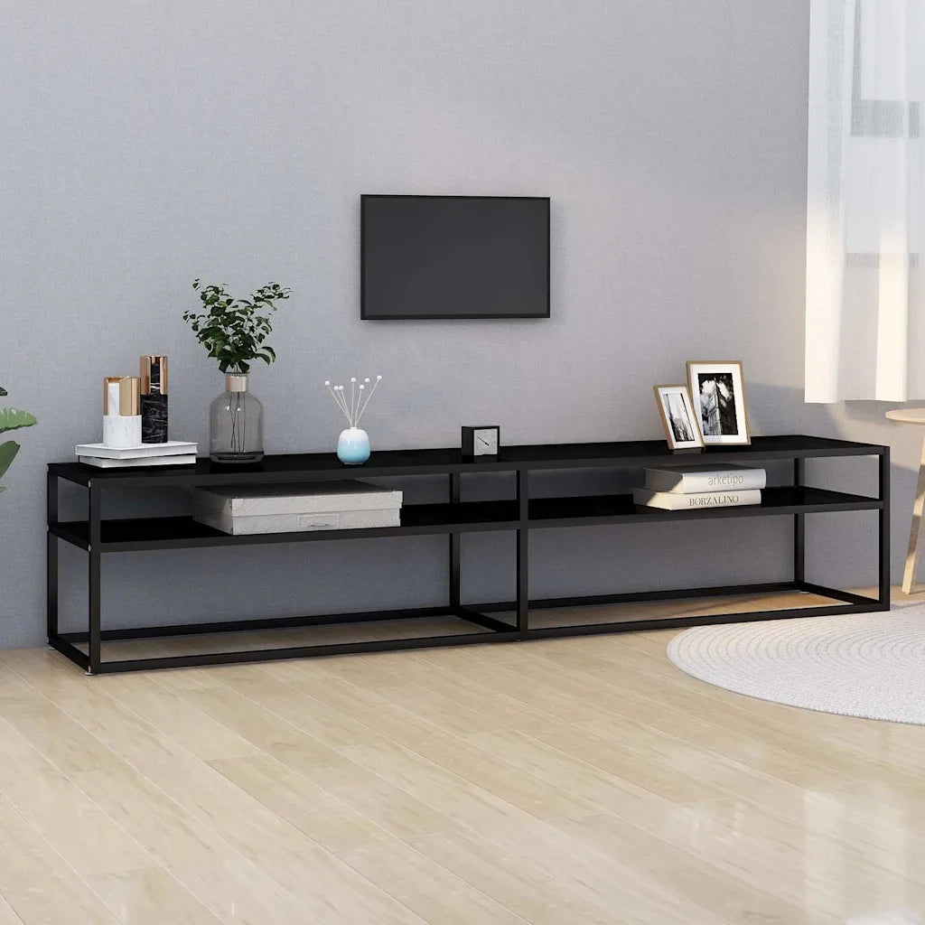 Mobile TV | Armadietto TV | Mobile Porta TV Nero 200x40x40,5 cm in Vetro Temperato
