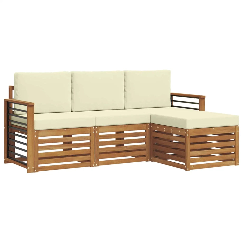 Set di divani da esterno con cuscino 4 pcs Naturale e Crema 3374620