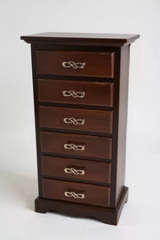 Cassettiera arte povera 6 cassetti legno noce scuro maniglia oro 50x35x105 - Mobili 2G