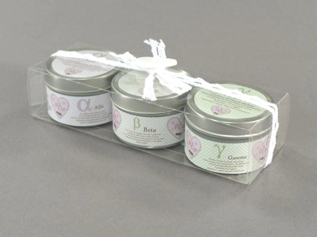 CANDELA CONFEZIONE ACETATO 3 PEZZI LATTA