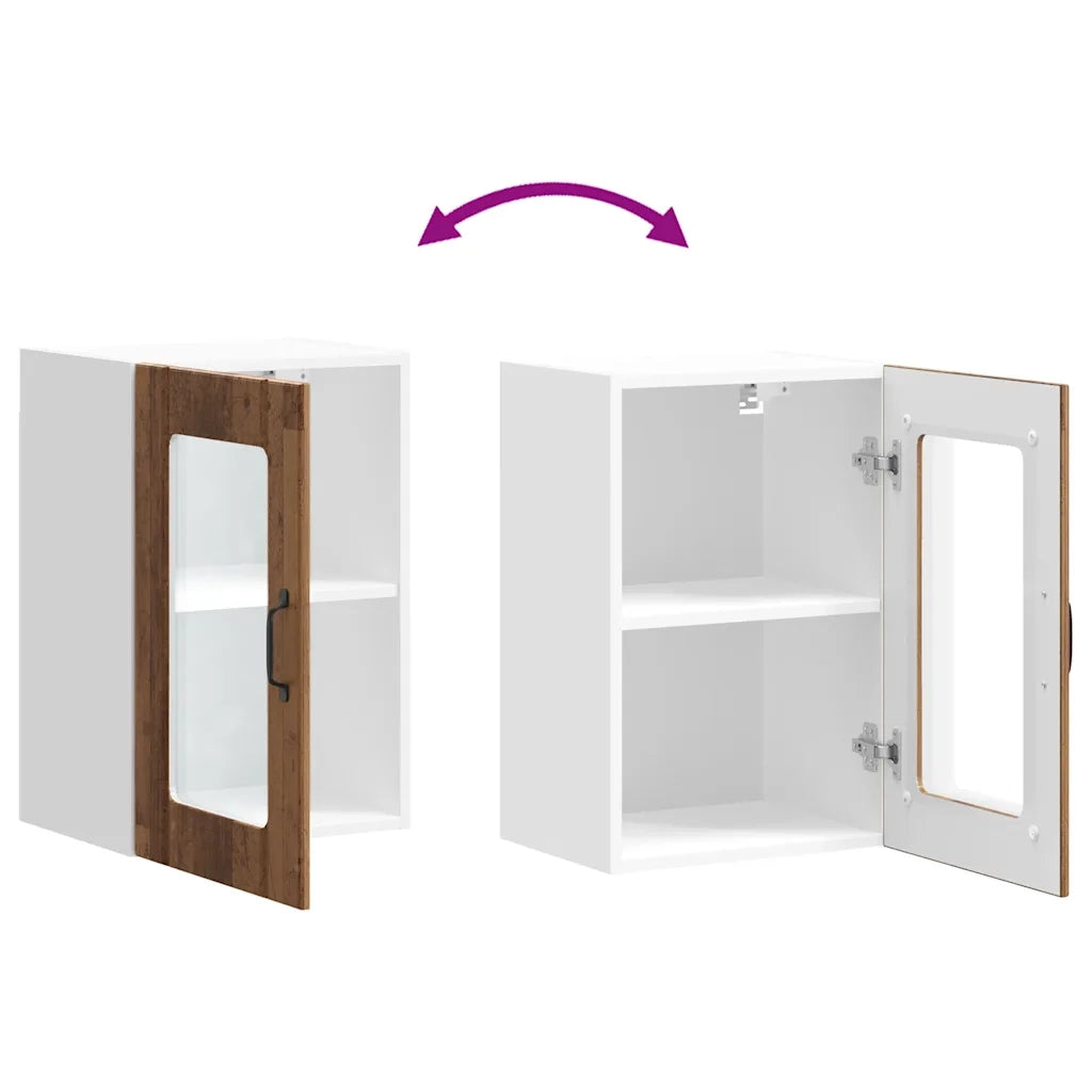 Pensile da Cucina con Porta in Vetro Lucca Legno Antico