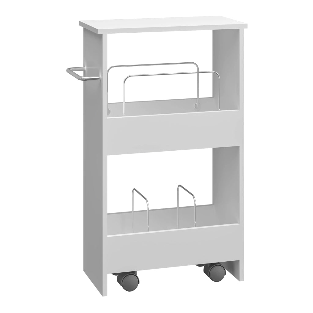Carrello da Cucina Katra a Ruote con Ripiani 67 x 40 x 20 cm - Bianco [en.casa]