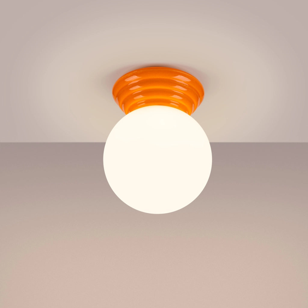 Plafoniera bagno sfera vetro opale arancio IP44 G9