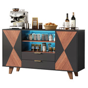 Credenza contenitore LED 150 x 40 x 90 cm, MDF naturale e nero