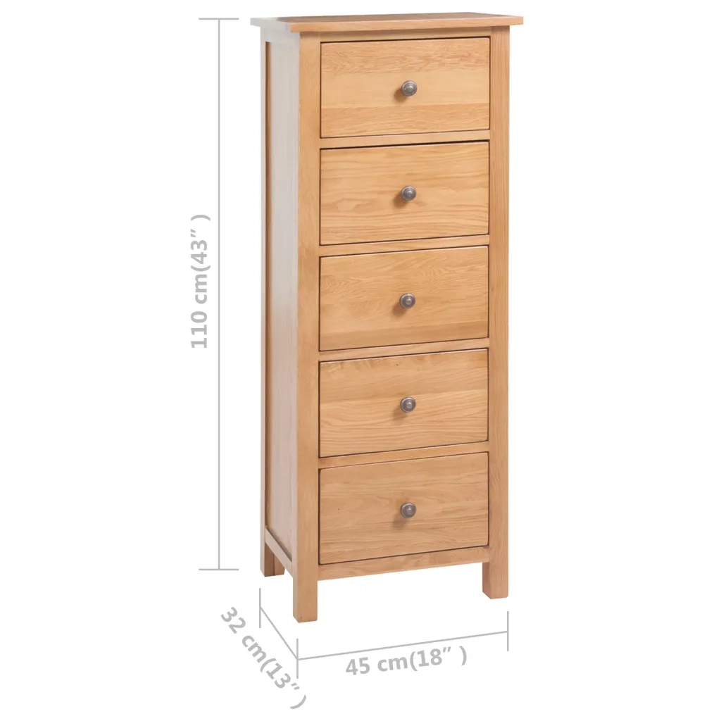 Cassettiera Alta 45x32x110 cm in Legno Massello di Rovere CFW9942309