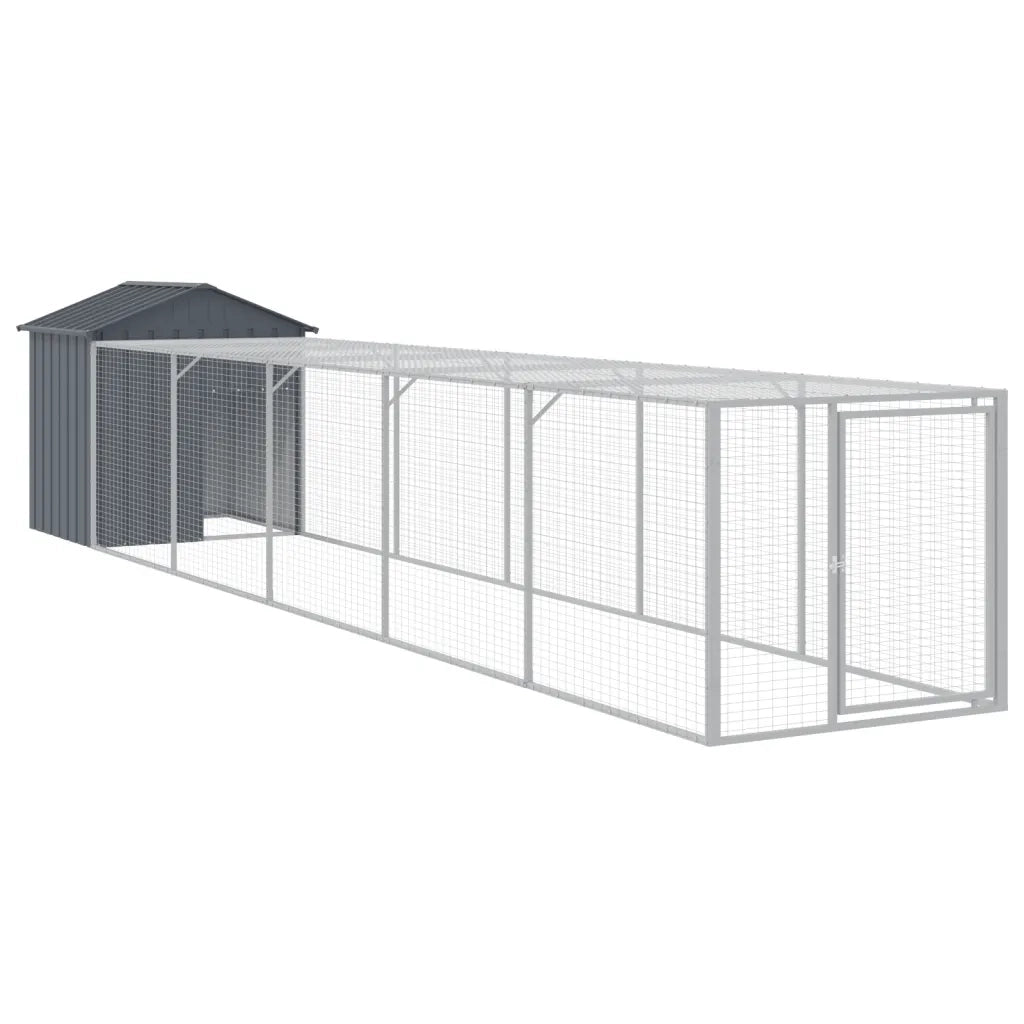 Pollaio con Area Corsa Antracite 117x609x123 cm Acciaio Zincatocod mxl 117874