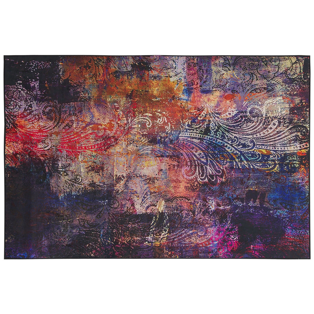 Tappeto tappetino Tappeto Tessuto Poliestere Multicolore Floreale Paisley Motivo Astratto Fondo Rivestito In Gomma 160 x 230 cm
