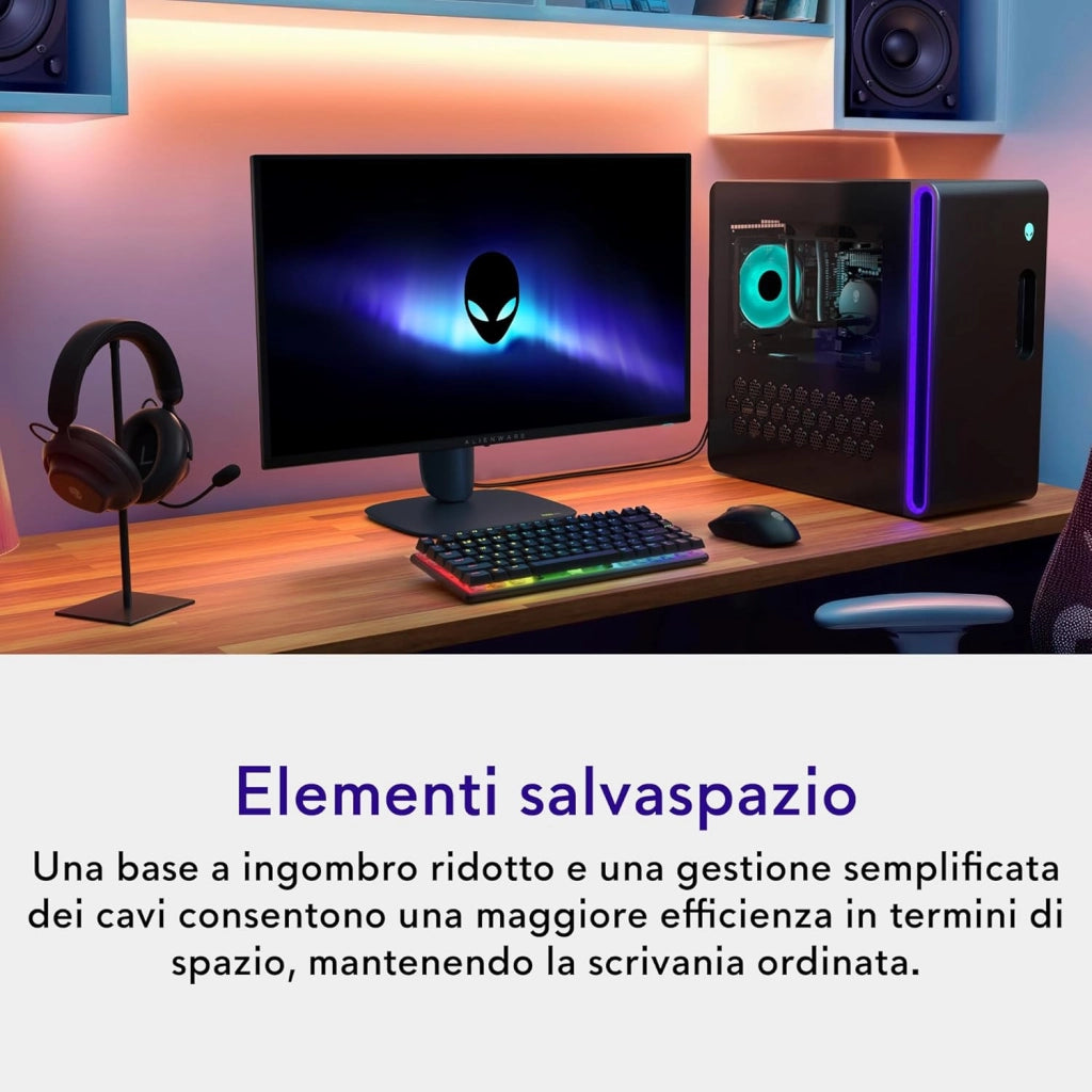 Alienware 27 Monitor Gaming - AW2725D, QHD (2560x1440), 280Hz, QD OLED, 0.03ms, NVIDIA G-SYNC Compatible, AMD FreeSync Premium Pro, HDR True Black 400, USB-C, DisplayPort, 2 HDMI, 3 Anni di Garanzia