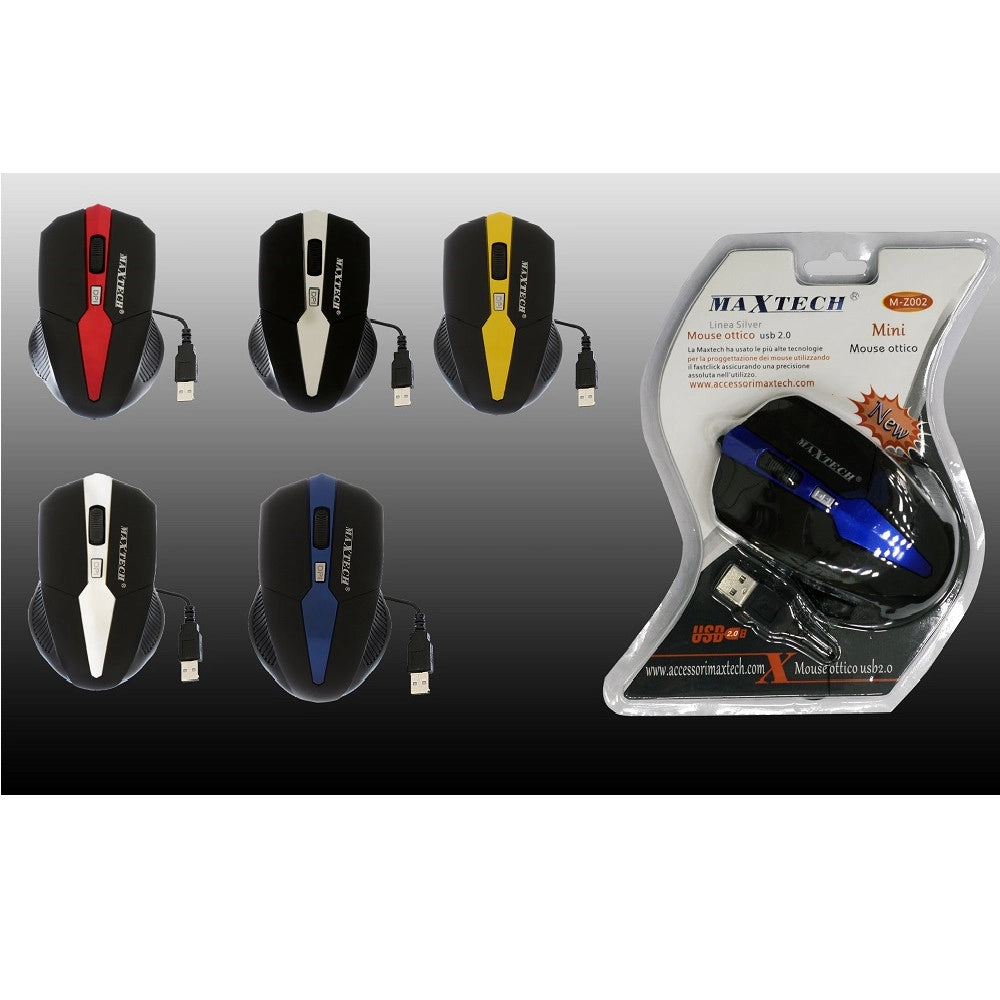 Trade Shop - Mouse Usb 2.0 Ottico Con Filo Per Computer Notebook Pc Portatile New Maxtech M-z002 -