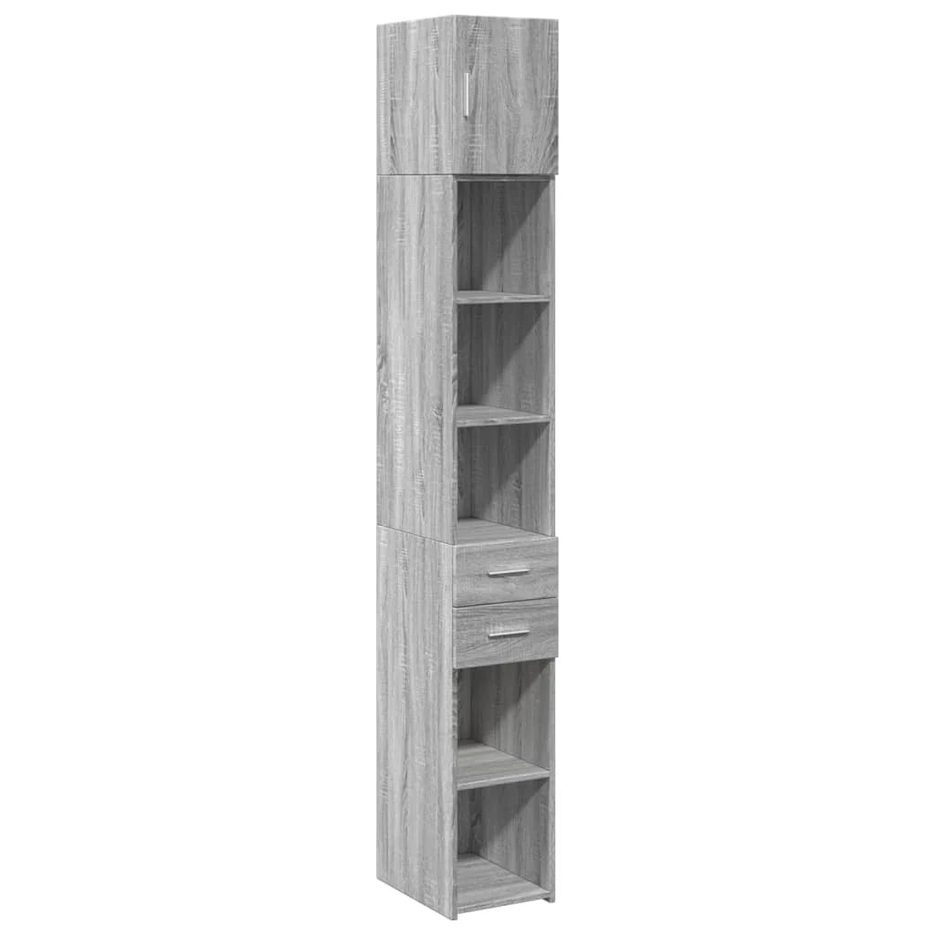 Mobile contenitore sottile e moderno salvaspazio 30 x 42,5 x 225 cm legno composito grigio 02_0055557