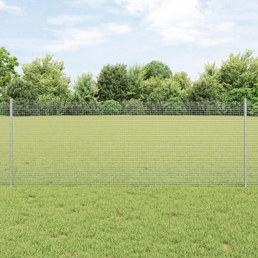 Recinzione in filo saldato con 44 pali a U Argento 0.8x100 m Acciaio