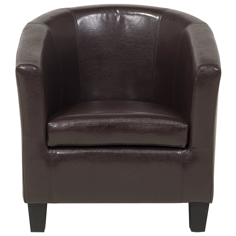 Poltrona Sedia Club Marrone Ecopelle Imbottita Con Schienale Basso Vasca Design Retrò