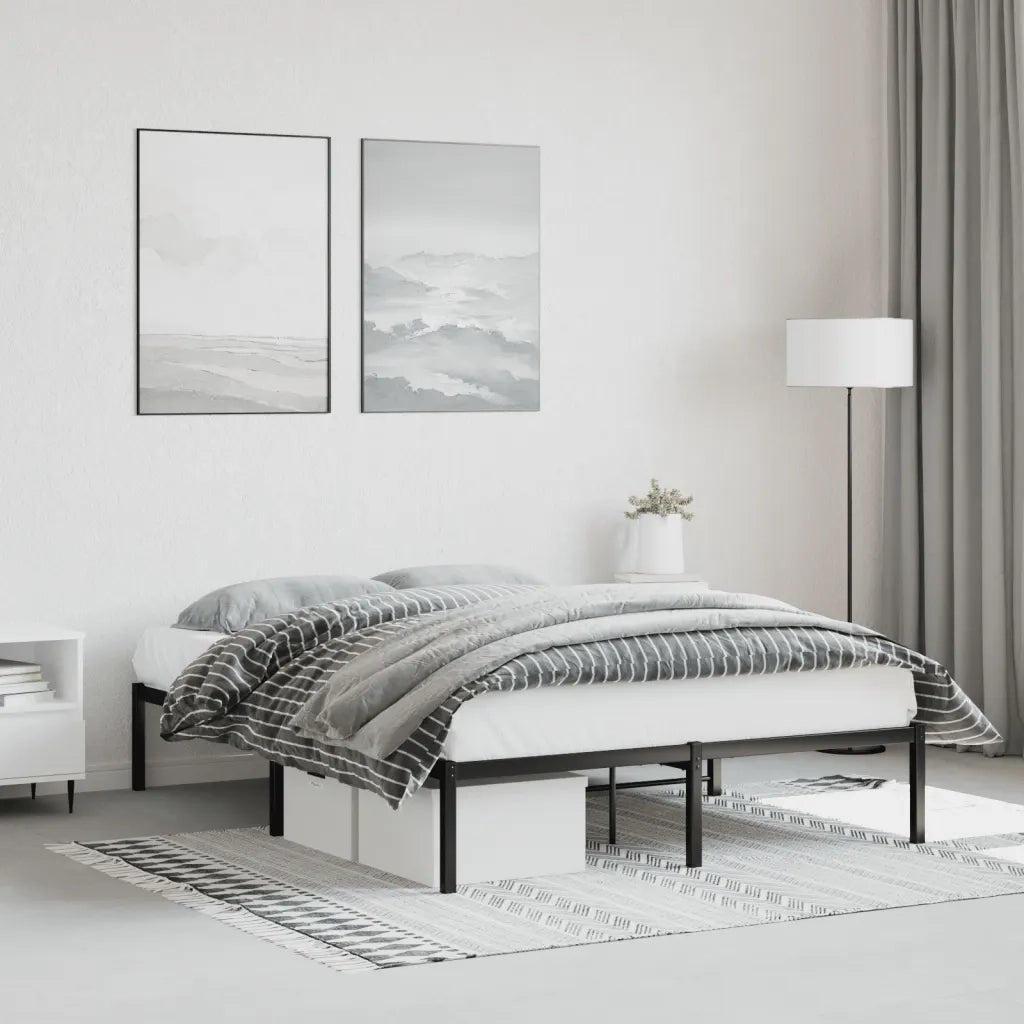 Letto matrimoniale | Letto per adulti | Giroletto in Metallo Nero 140x190 cm
