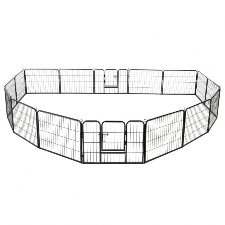 Recinto circolare box per cani Ezooza Opole con 16 pannelli in acciaio da 60 x 80 cm cadauno