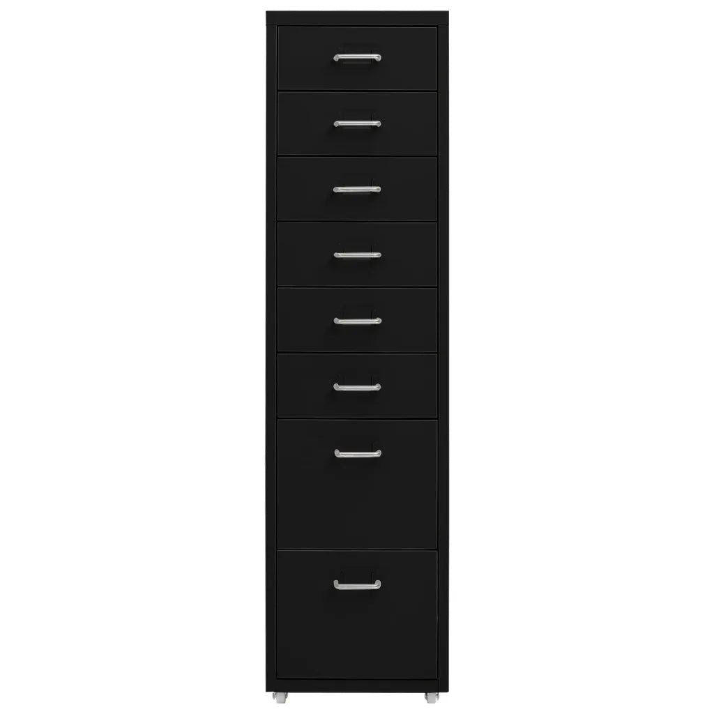 Schedario Mobile Nero 28x41x109 cm in Metallo