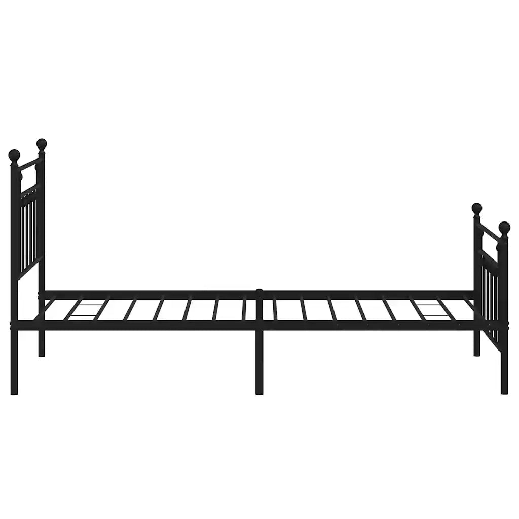 Letto singolo | Letto per adulti | Giroletto con Testiera e Pediera Metallo Nero 100x190 cm