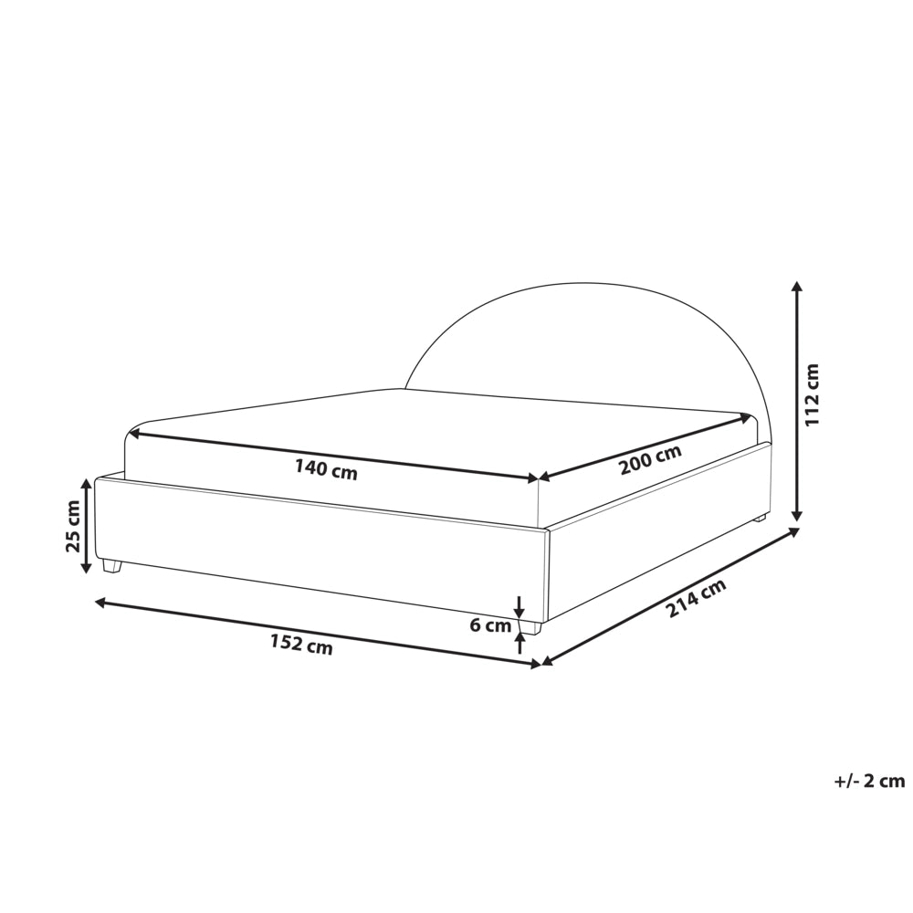 Letto matrimoniale ad acqua in tessuto bouclè beige 140 x 200 cm retrò minimalista