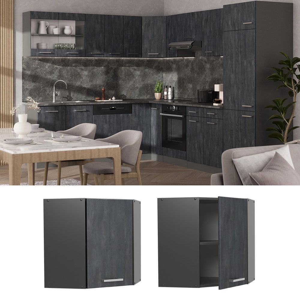 Mobile angolare da cucina R-Line Calce nera/Antracite 57 cm Vicco