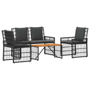 Set di Mobili da Esterno 4 pz | Set Salotto da Giardino Nero e Grigio scuro