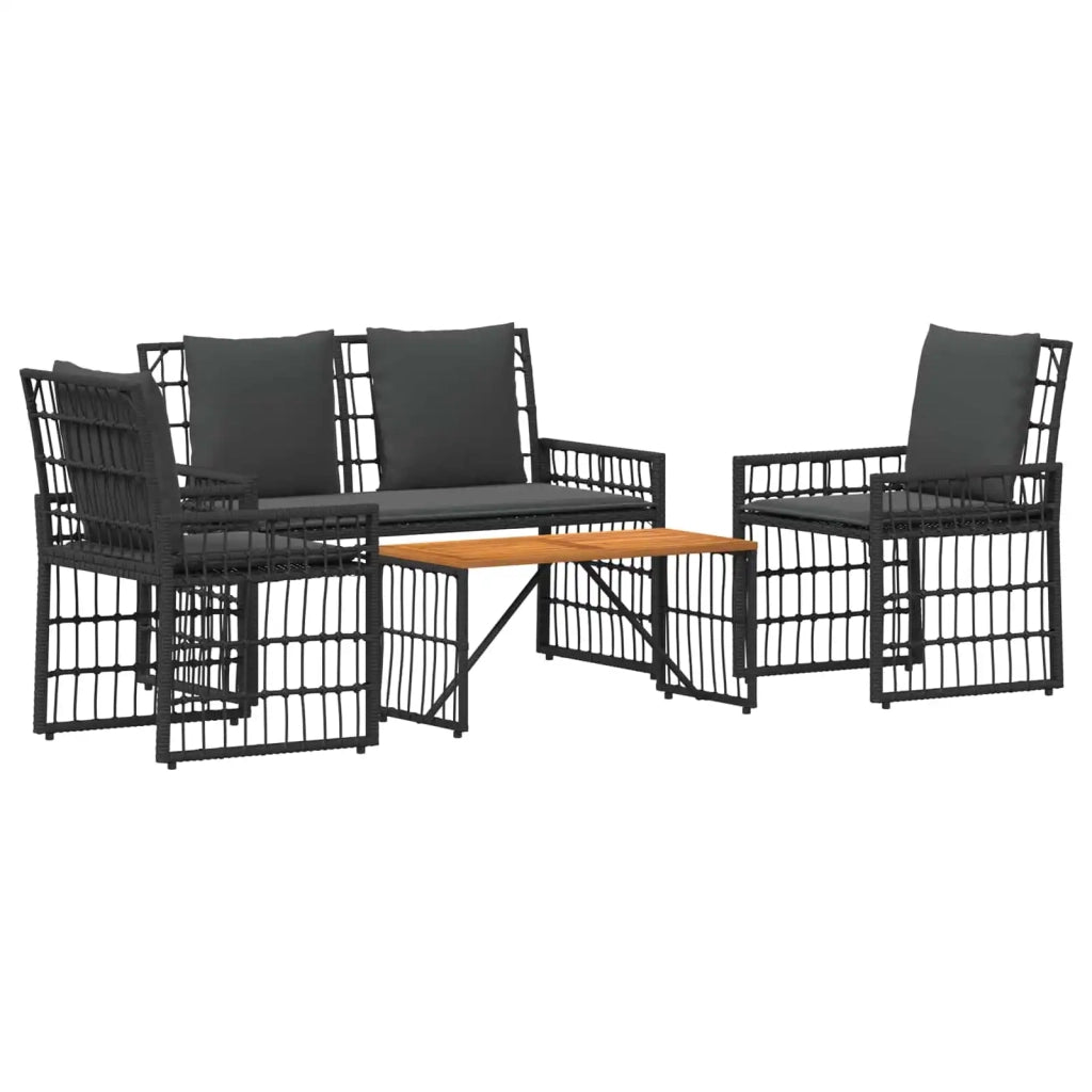 Set di Mobili da Esterno 4 pz | Set Salotto da Giardino Nero e Grigio scuro