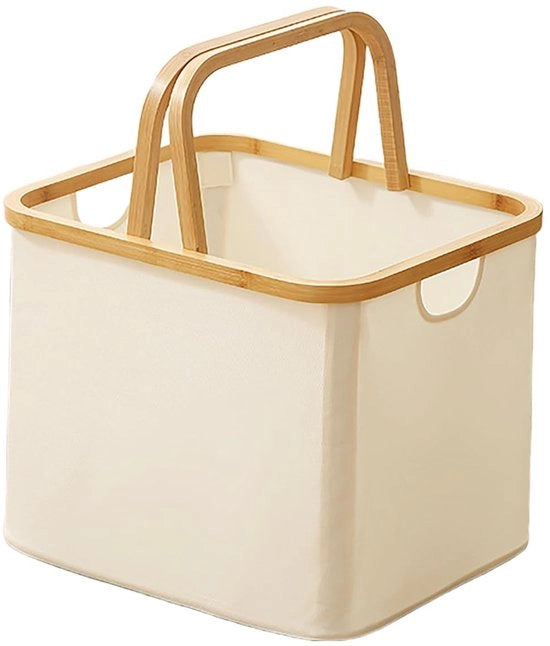 Cestino di Lavanderia Pieghevole con Maniglia, Tessuto Leggero di Oxford, Cestino di Lavanderia Portatile per Appartamenti e Bagni Piccoli – Box di Lavanderia per Estate (bianco-M)