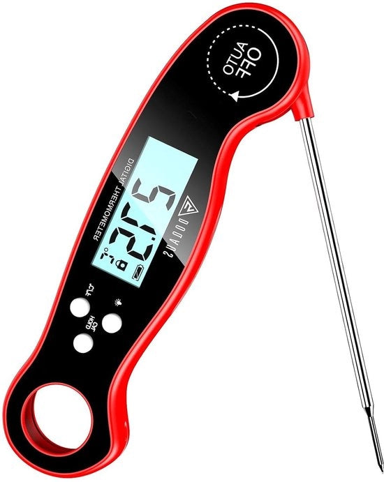Termometro digitale per carne e carne macellata, impermeabile IPX6, 2S, lettura LCD con illuminazione a sfondo, termometro per barbecue, per acqua, melassa, liquidi