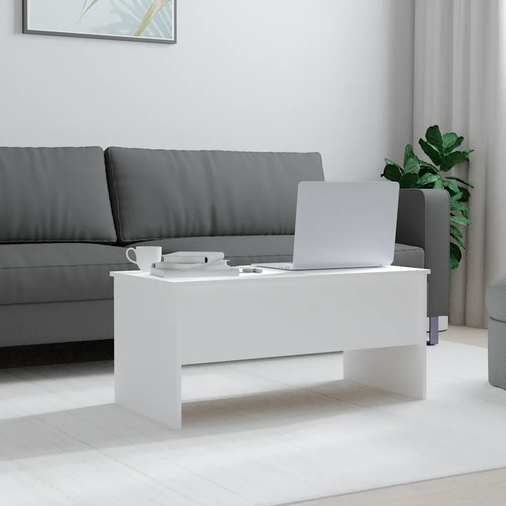 Tavolino da salotto | Tavolino da caff¨¨ | Tavolino da Soggiorno Bianco 102x50,5x46,5cm in Legno Multistrato