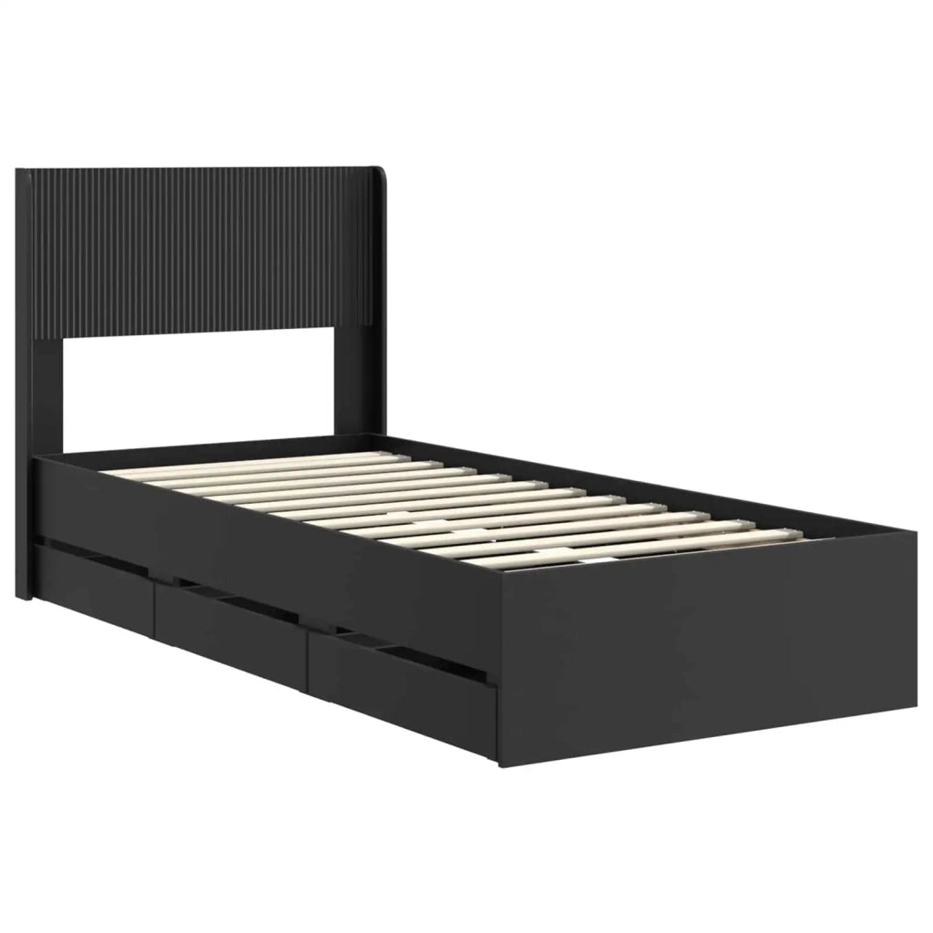 Struttura del letto con stoccaggio e testata Nero 90 x 190 cm 3414342