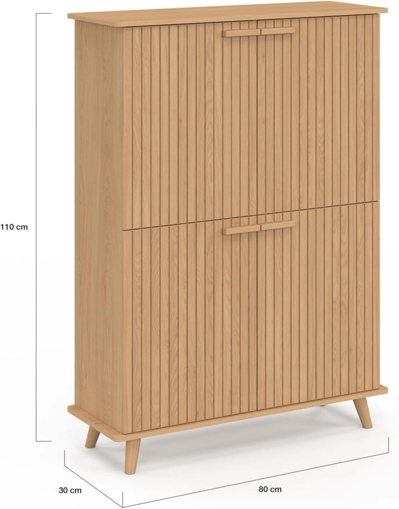 JULIETTE Contenitore a 4 ante in rovere con doghe in legno