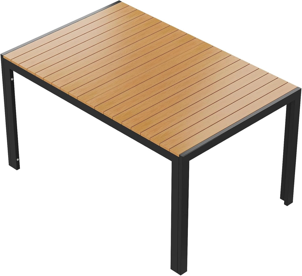 Tavolo da giardino grande, resistente alle intemperie, 140 x 90 x 75 cm, in alluminio, con piano in WPC, tavolo da pranzo rettangolare, per 6 persone, robusto giardino, terrazza, balcone