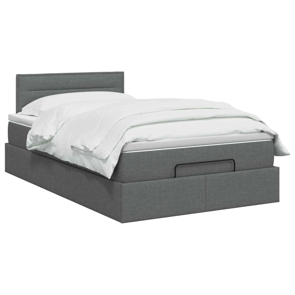 Letto Ottomano con Materasso e LED Grigio Scuro 120 x 190 cm 3457973