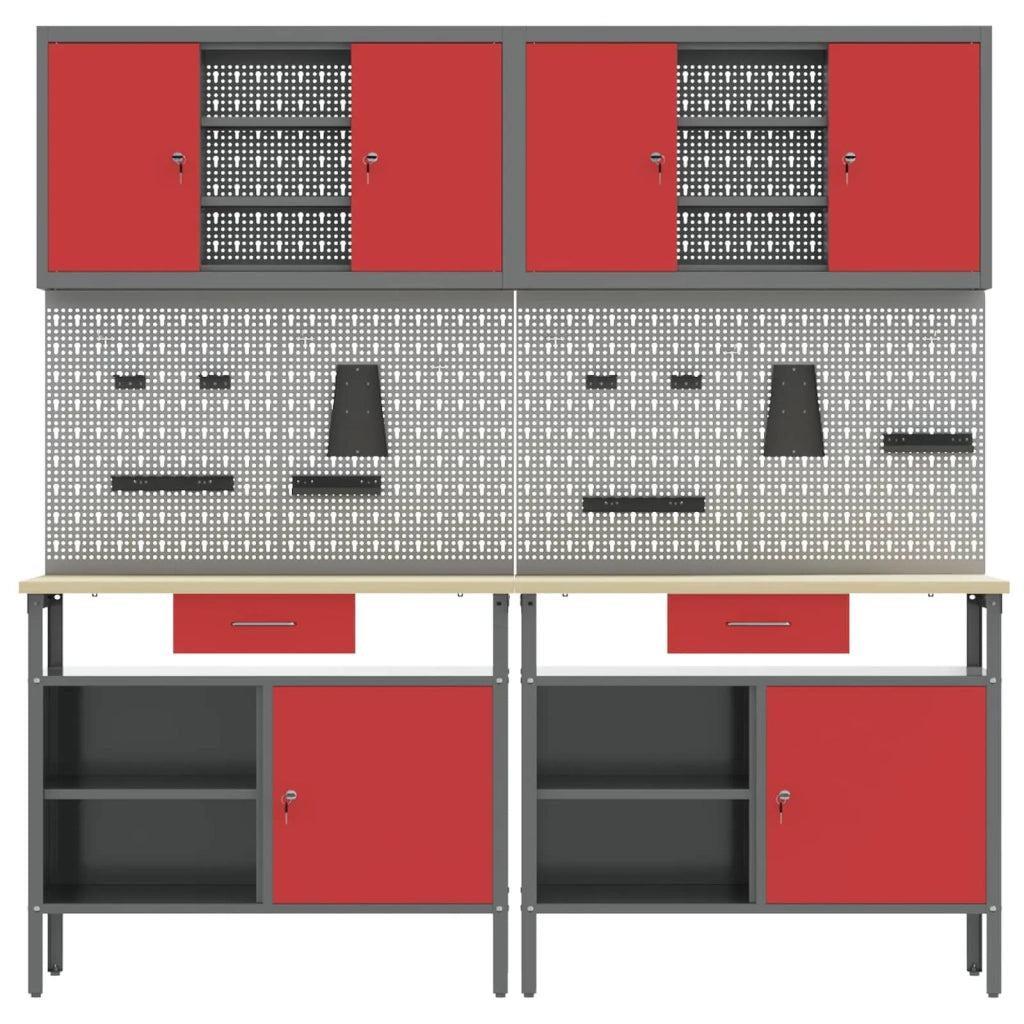 Set banco da lavoro con cassetto 8 pcs Rosso e Grigio 3321497