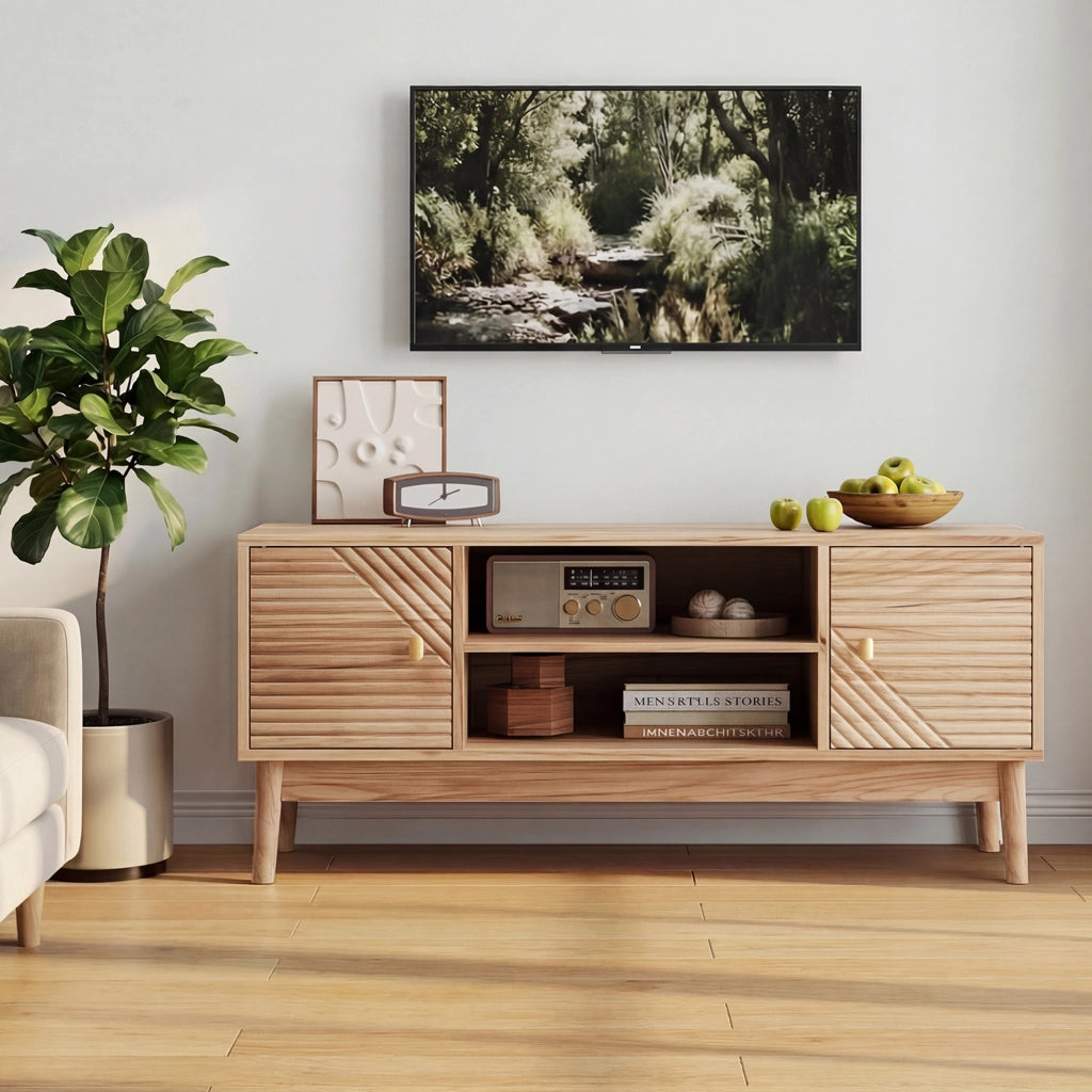MOBILE TV Stile Mid-Century Farmhouse 110x40x48 cm Rovere