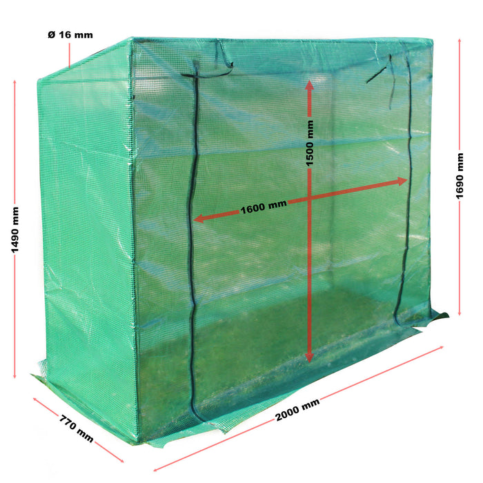 Serra da giardino piccola 200x77x169cm Serra per pomodori con porta avvolgibile Rete in PE
